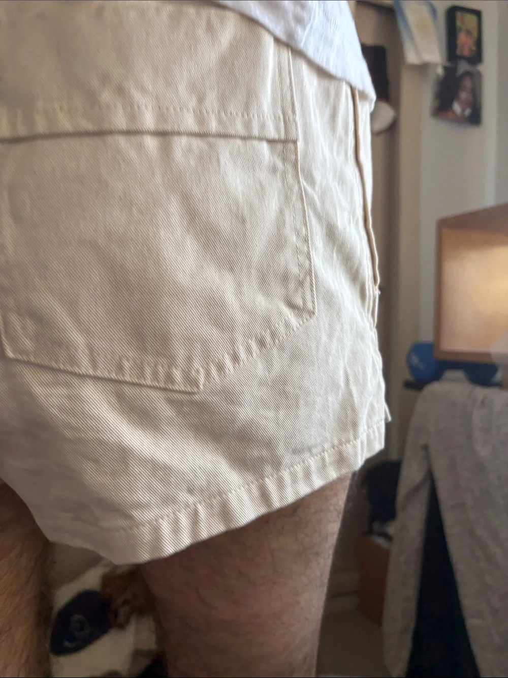 Men's Cream Cotton Casual Shorts by RICK MAJORS. Medium. Made in the USA